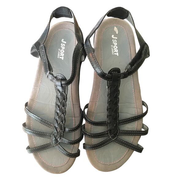 Jan J sport by Jumbu Vegan Upper Size 9 Medium Strappy Black Sandals - Picture 1 of 5
